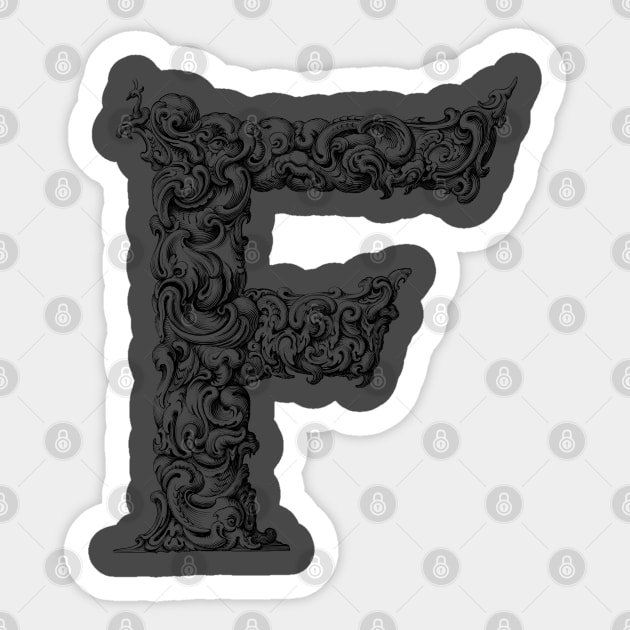 Vintage Initial Letter Lettering Alphabet F Sticker by AltrusianGrace